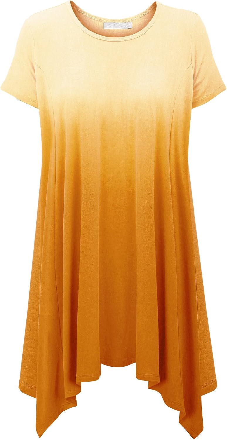 MBJ Womens Short Sleeve Side Panel Loose Fit Tunic Top - Made in USA