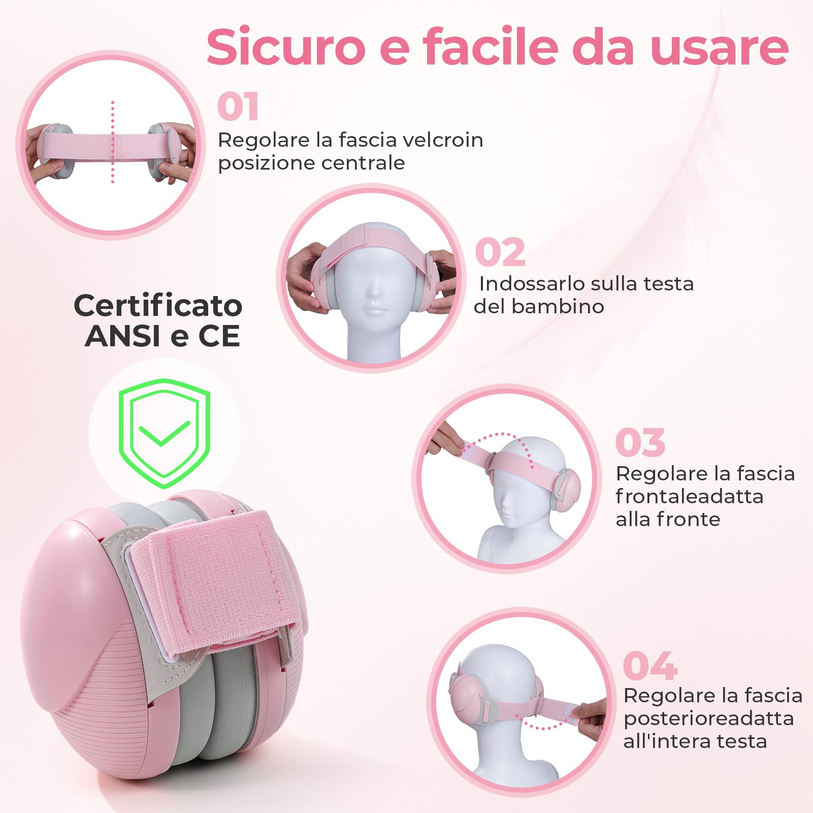 Protezioni auricolari per Neonati, Cuffie per Neonati Antirumore da 25dB per Bambini da 0 a 48 Mesi, Cuffie per Neonato con Cancellazione del Rumore per Aereo e Sonno