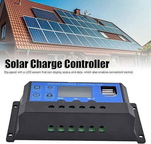 Miniatura 8 de Controlador solar, controlador solar DC 12V-24V, regulador inteligente de batería de panel solar con controladores de energía renovable dobles (10A)