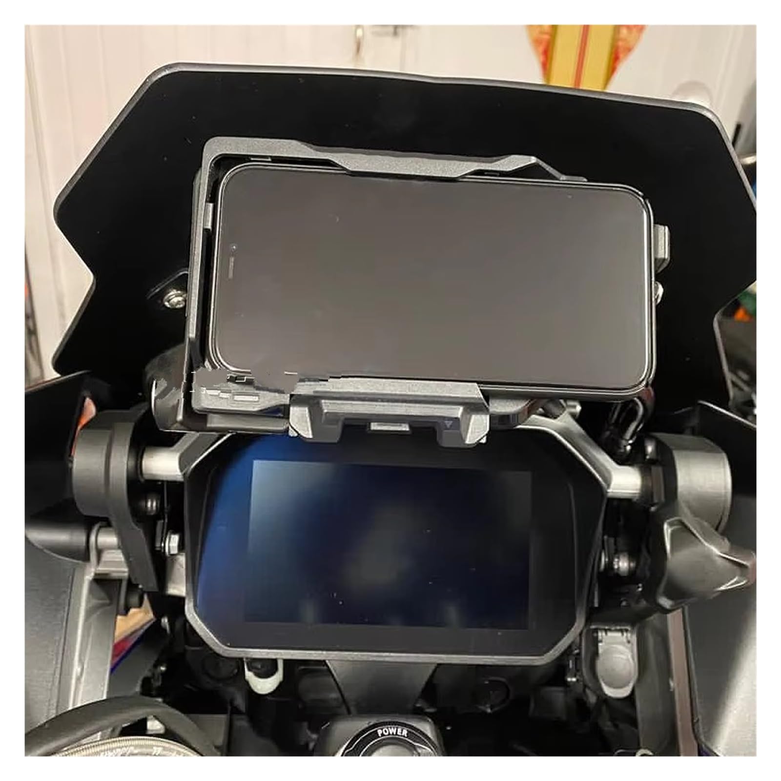 Support Téléphone Moto Pour BMW Tous Pour S1000RR Pour S1000XR Pour F900XR Pour C400X Pour R1250RS Base support navigation téléphone chargement sans fil GPS Navigation Support(Wireless- Black Line)