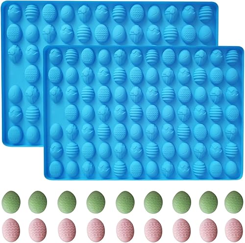 KAISHANE Moldes de silicona para huevos de Pascua, moldes de silicona para huevos de Pascua, moldes de silicona en forma de huevo de 72 cavidades,