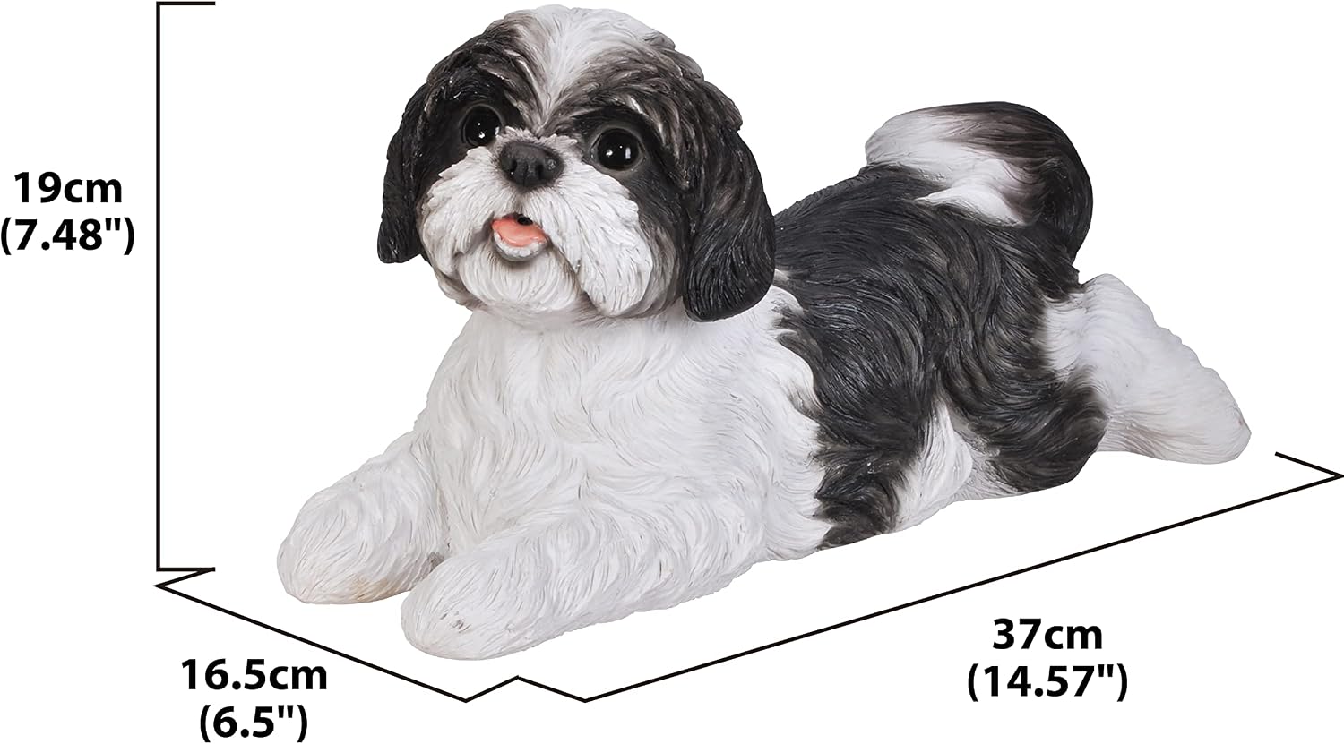Hi- Line Gift 87797-BK Shih Tzu Lying Down Black/White Statue