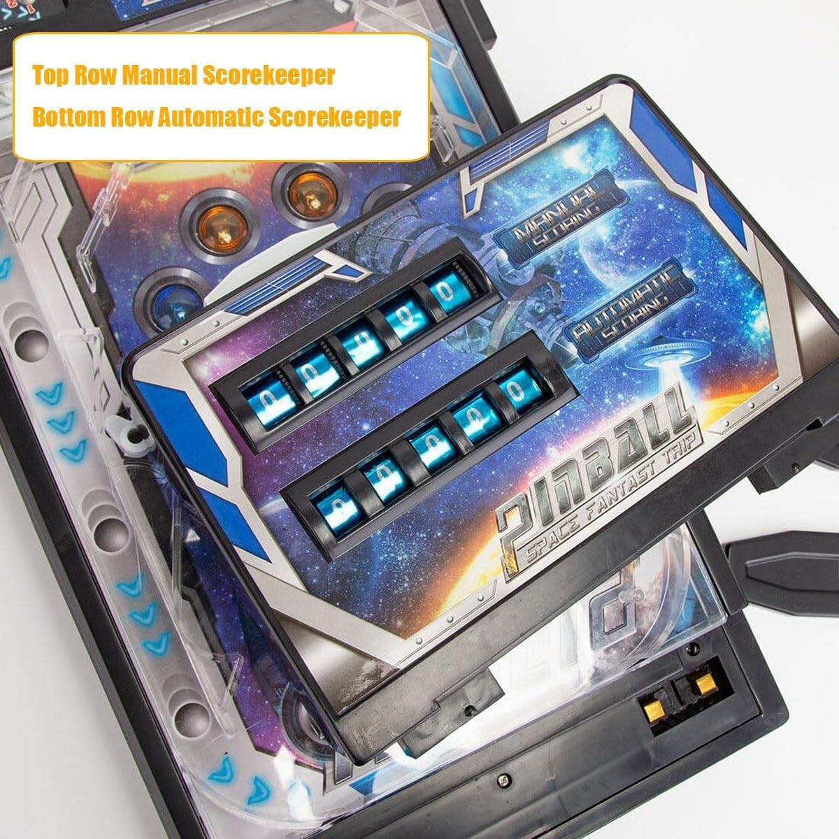 Electronic Pinball Machine Toy, Interactive Tabletop Pinball Game with Lights & Sounds, Mini Arcade Machine for Home