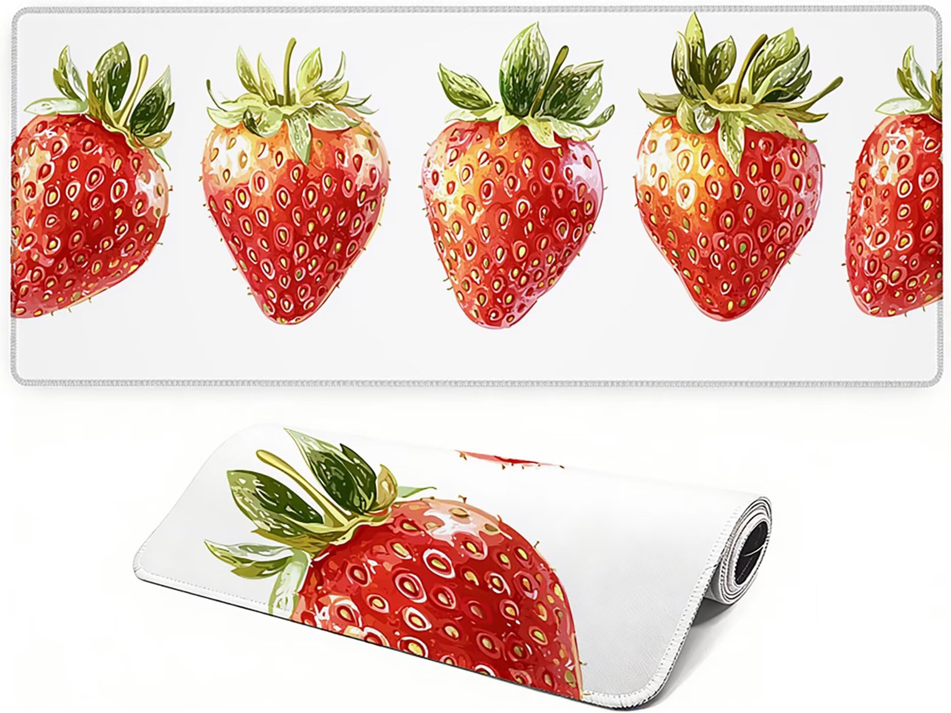 Lpfieonn Obst Großes Schreibtischunterlage, XXL Schreibtischunterlagen, Weiß XXL Wasserdicht Gaming Mousepad mit Vernähter Rand und Rutschfeste Gummibasis, für Laptop/Hause/Büro 120x60cm PF-2935