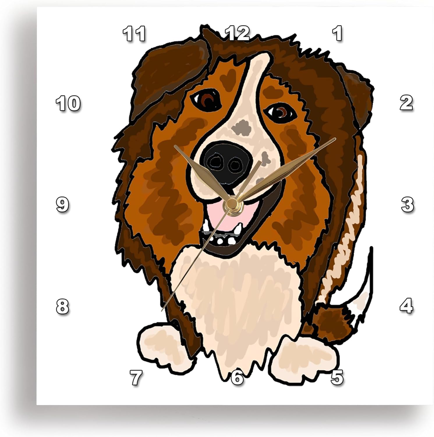 3dRose Cute Shetland Sheepdog Puppy Dog Art - Wall Clock, 10 by 10-Inch (DPP_196258_1)