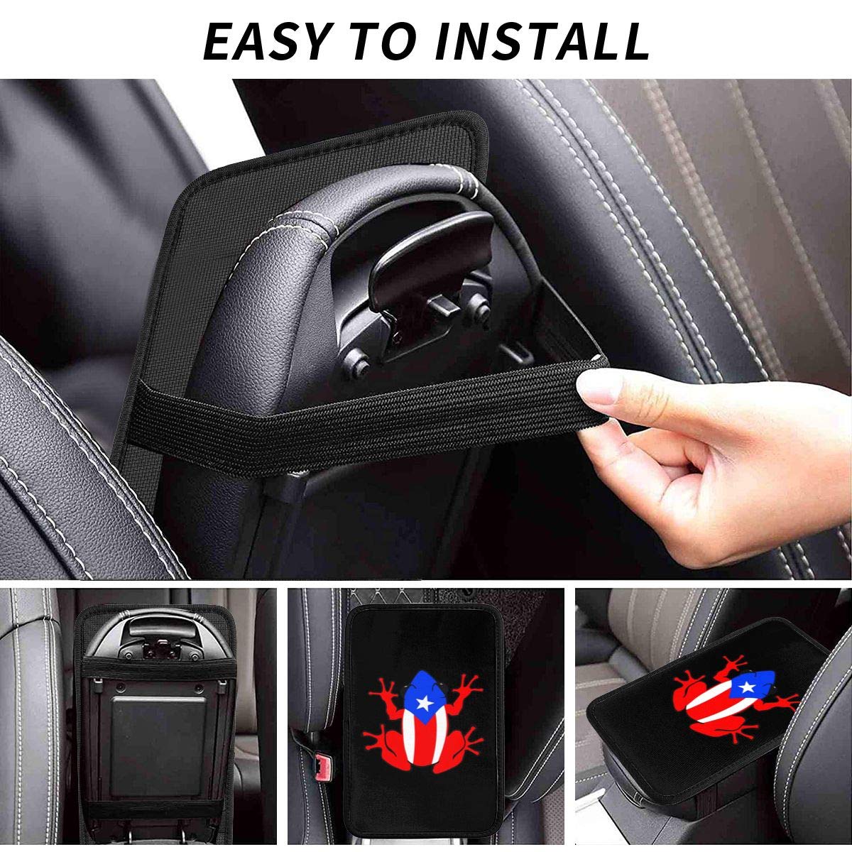 Funda para reposabrazos de coche con diseño de rana puertorriqueña, cojín para consola central de coche, cojín suave para el reposabrazos del coche, caja universal para decoración