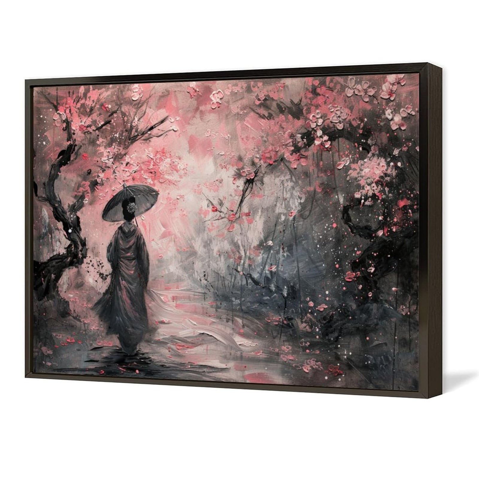 Amazon.co.jp: 絵画 桜の木の下で女性の後ろ姿 アートパネル ポスター