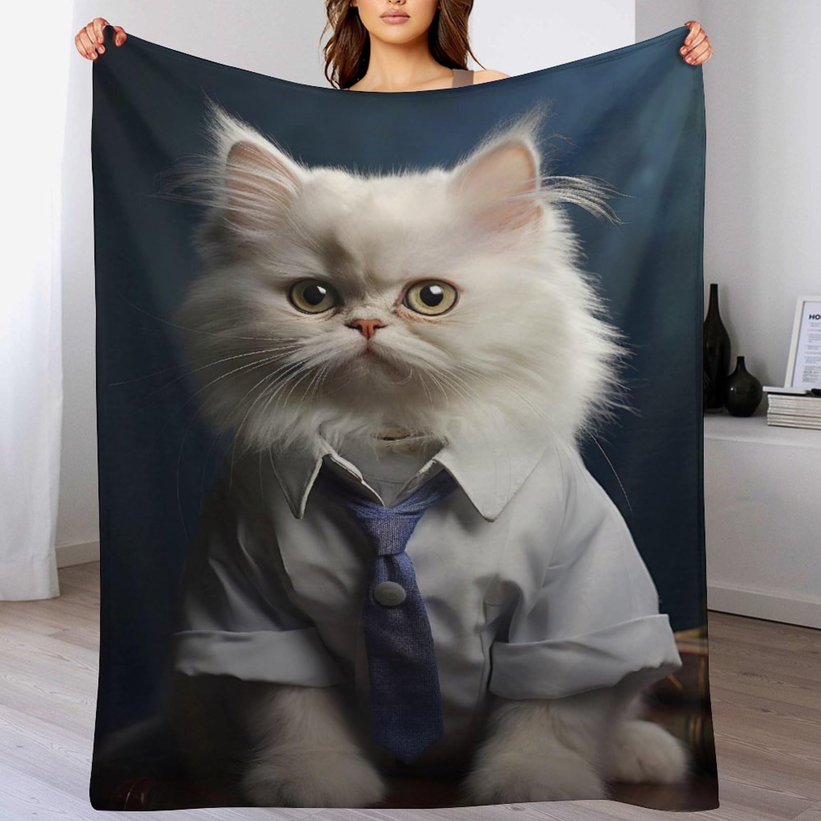 Couverture canapé chat mignon en flannel douce plaid 140x180cm