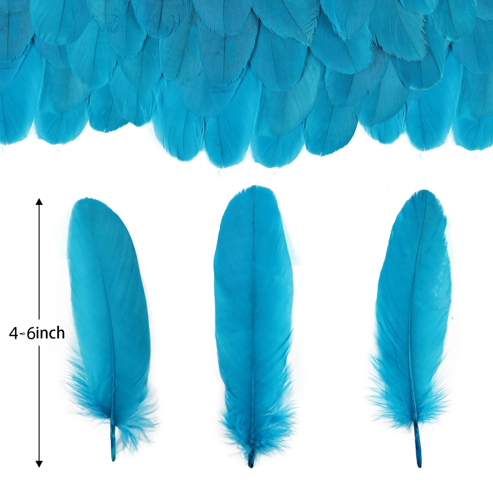 300pcs Goose Feathers(4-7 inches10-17cm),Feathers for Crafting,DIY,Hats Clothing,Cosplay Wings and Wedding Home Party Decorations,Dream Catcher Supplies (Aqua Blue)