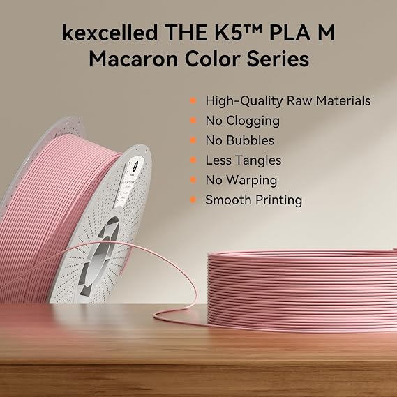 kexcelled Macaron Matte PLA Filament 1,75 mm +/- 0,03 mm, Yükseltme PLA Rulo, 3D Yazıcı Filamenti, Mat Kaplama, 1 kg (2,2 lbs) Karton Makarası, Düzgün Sarılmış, Rattan Mor