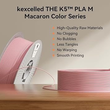kexcelled Macaron Matte PLA Filament 1,75 mm +/- 0,03 mm, Yükseltme PLA Rulo, 3D Yazıcı Filamenti, Mat Kaplama, 1 kg (2,2 lbs) Karton Makarası, Düzgün Sarılmış, Rattan Mor