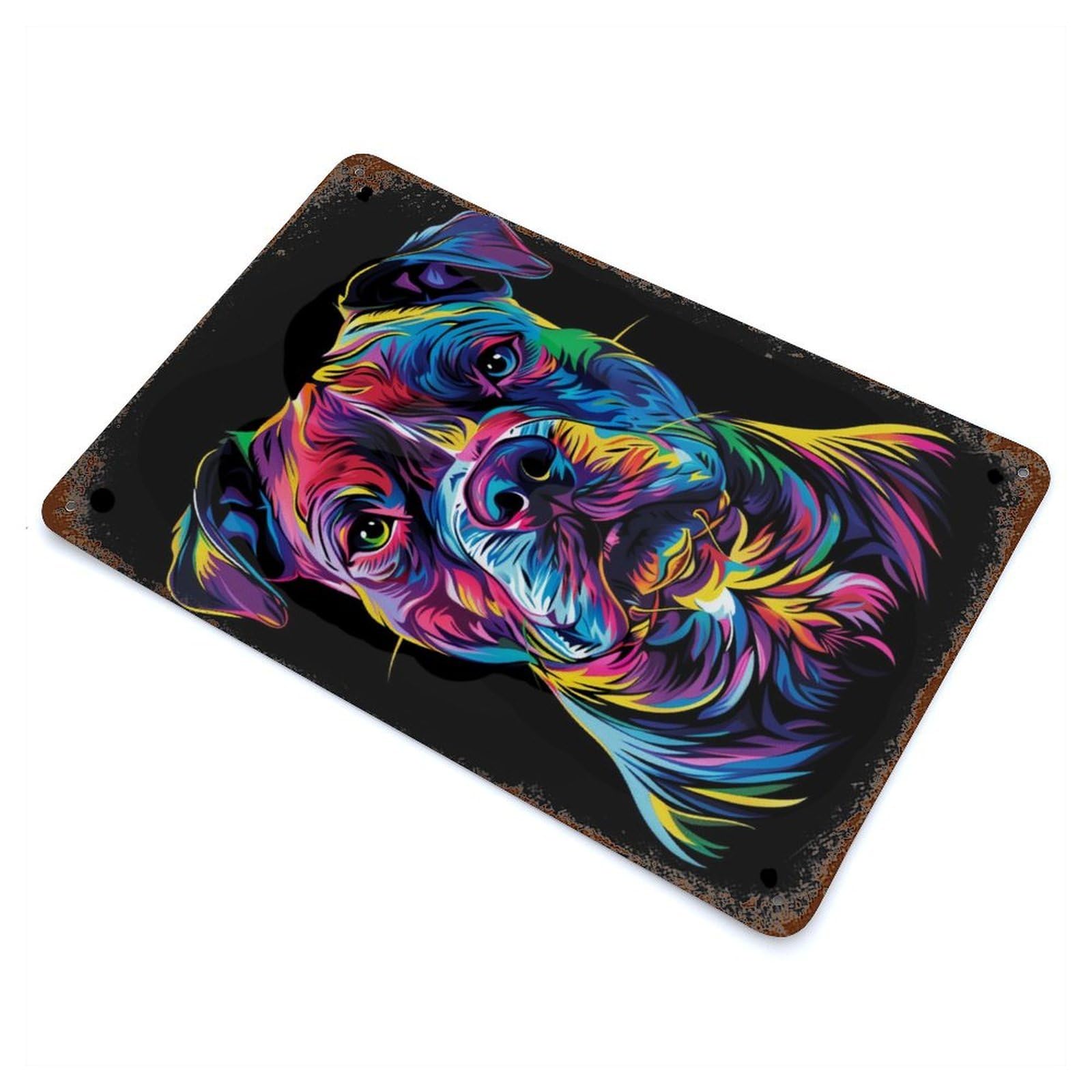 Colorful Pitbull Dog Pit Bull Retro Metal Sign 11.8"x7.9", Farmhouse Wall Decor for Garage, Pub Or Kitchen