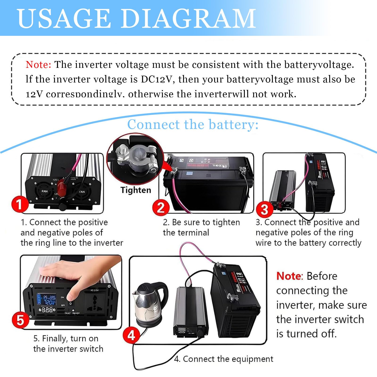 12000W Convertitore Solare, Inverter Ibrido a Onda Sinusoidale Pura 12 V 24 V 48 V 60 V 72 V CC a 110V a 220 V CA,per Famiglia e Accumulo di Energia All'aperto,con Display LCD 12V6000W