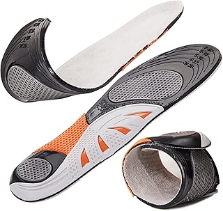 FOOTSECRT Ultra Thin Walking Insoles, Comfort Gel Inserts for Tight Shoes, Reduce Feet and Knee Pressure for All Day (Men Size M8~13, Gray)