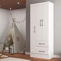 Guarda-roupa Infantil Tiana 3 Portas 2 Gavetas Branco