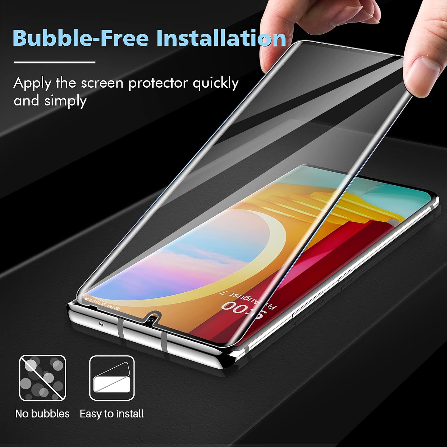 LK 2 Pack Screen Protector Compatible with LG Velvet/LG Velvet 5G UW Tempered Glass, Case Friendly, Easy Installation, 3D Curved Full Coverage