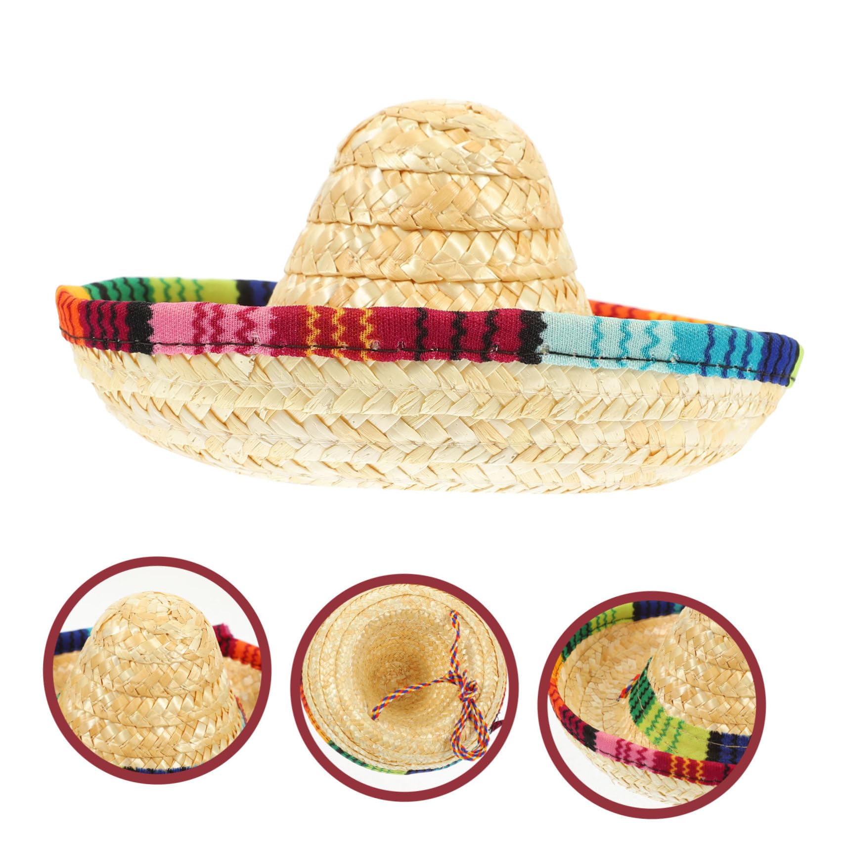 TOYANDONA 10piezas Sombrero para Mascota Cómodo y Ajustable para Perros y Gatos Diseño Decorativo para Fiestas y Eventos De Verano Sombrero para Cachorro Estilo Mexicano Protección Solar Par