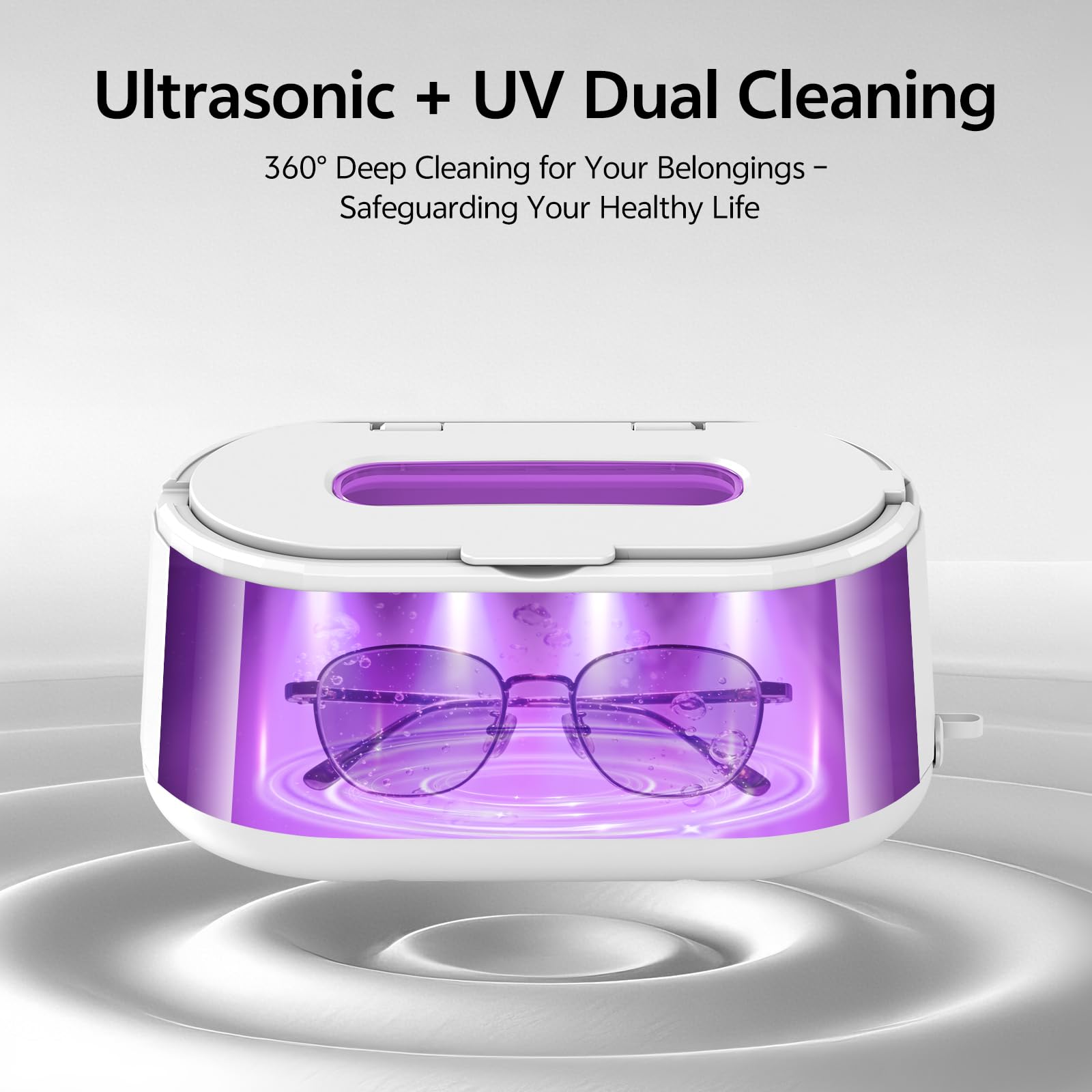 Limpiador ultrasónico de joyas, máquina limpiadora ultrasónica de 50 kHz para joyas, lentes, anillos, correas de reloj, cabezales de cepillo de dientes, dentaduras postizas, retenedores, modo de