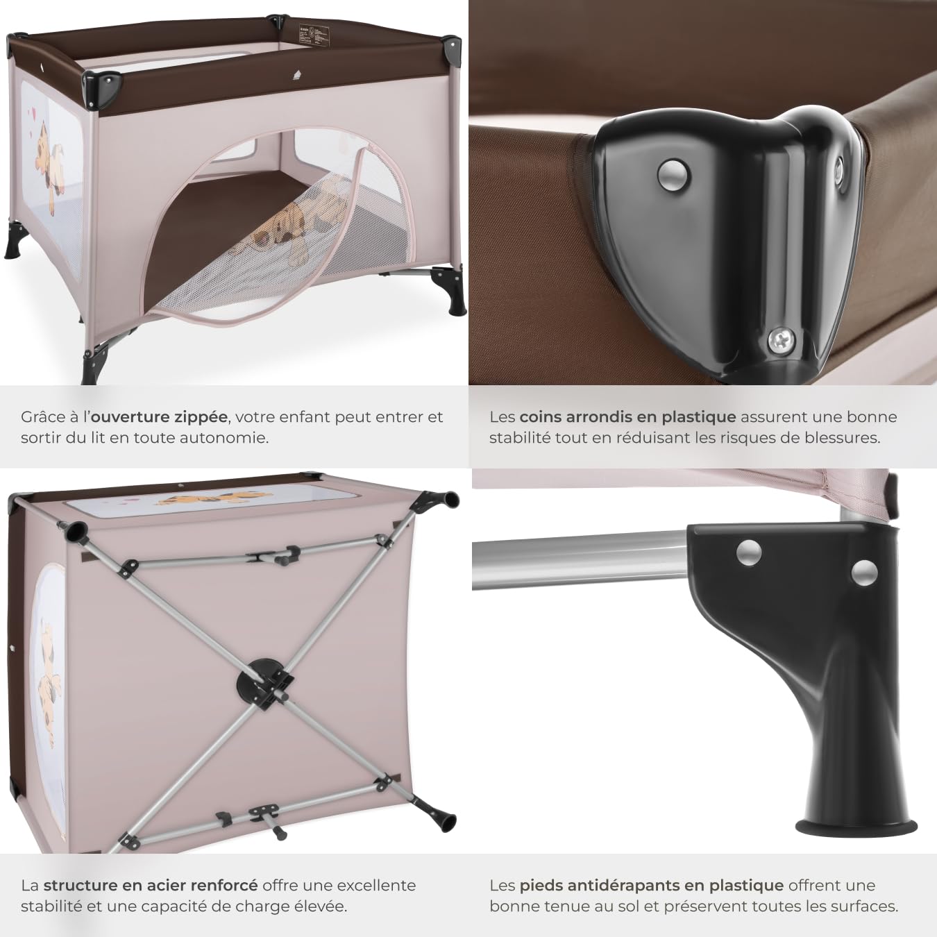 tectake® Parc bébé Lit Parapluie avec Matelas Pliable Lit Bébé Voyage léger avec Sac de Transport, Mobilier Enfant idéal pour Maison ou Voyage Equipement Bebe Parc Bebe