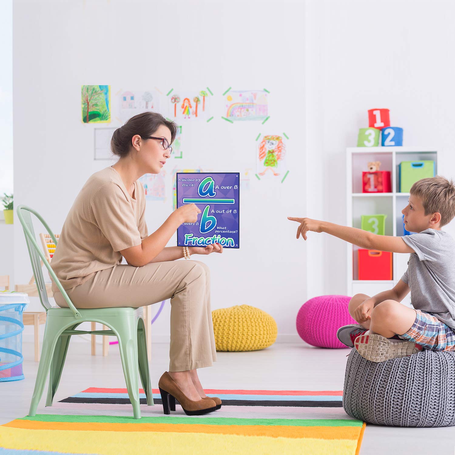 Blulu 10 Pieces Math Poster for Classroom Preschool Primary School Students Kids Math Symbol Teach Educational Learning Poster Keyword for Classroom Decoration Bulletin Board Decor - Image 8