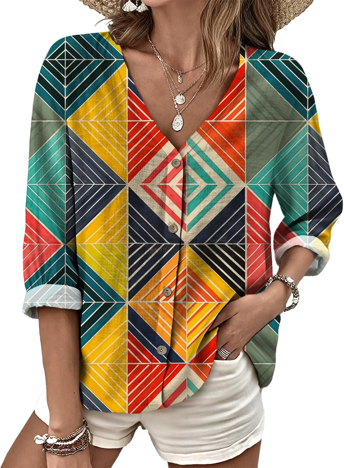 Boho Floral Blouses for Women Oversized Button Shirts for Women Long Sleeve Top Summer Casual Clothes 2025