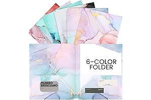 Cute Folders for School, 6-Pack Marble Design