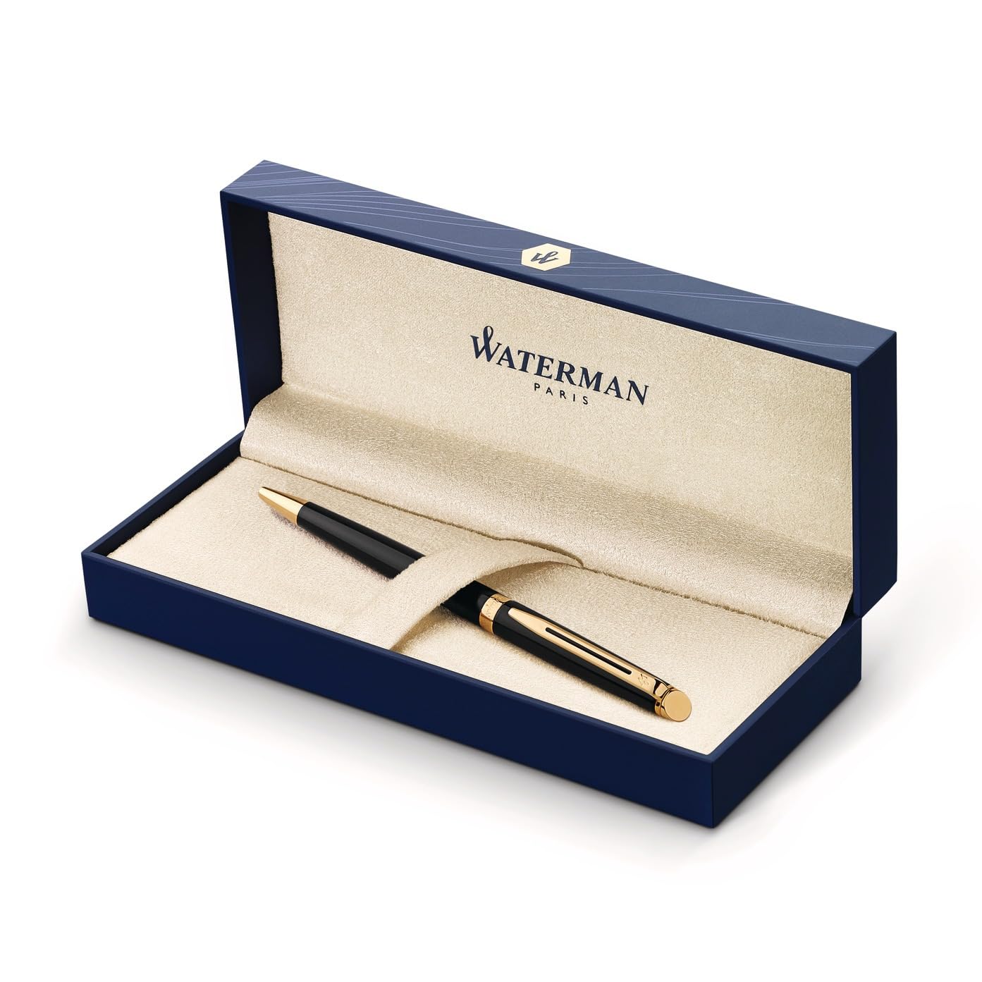Waterman Hémisphère Füllfederhalter & Kugelschreiber Set mit Gravur – Luxus Schreibset, Personalisierbar als Geschenk für Geburtstags-, Jubiläums- und Weihnachtsgeschenke (Black G.T.)