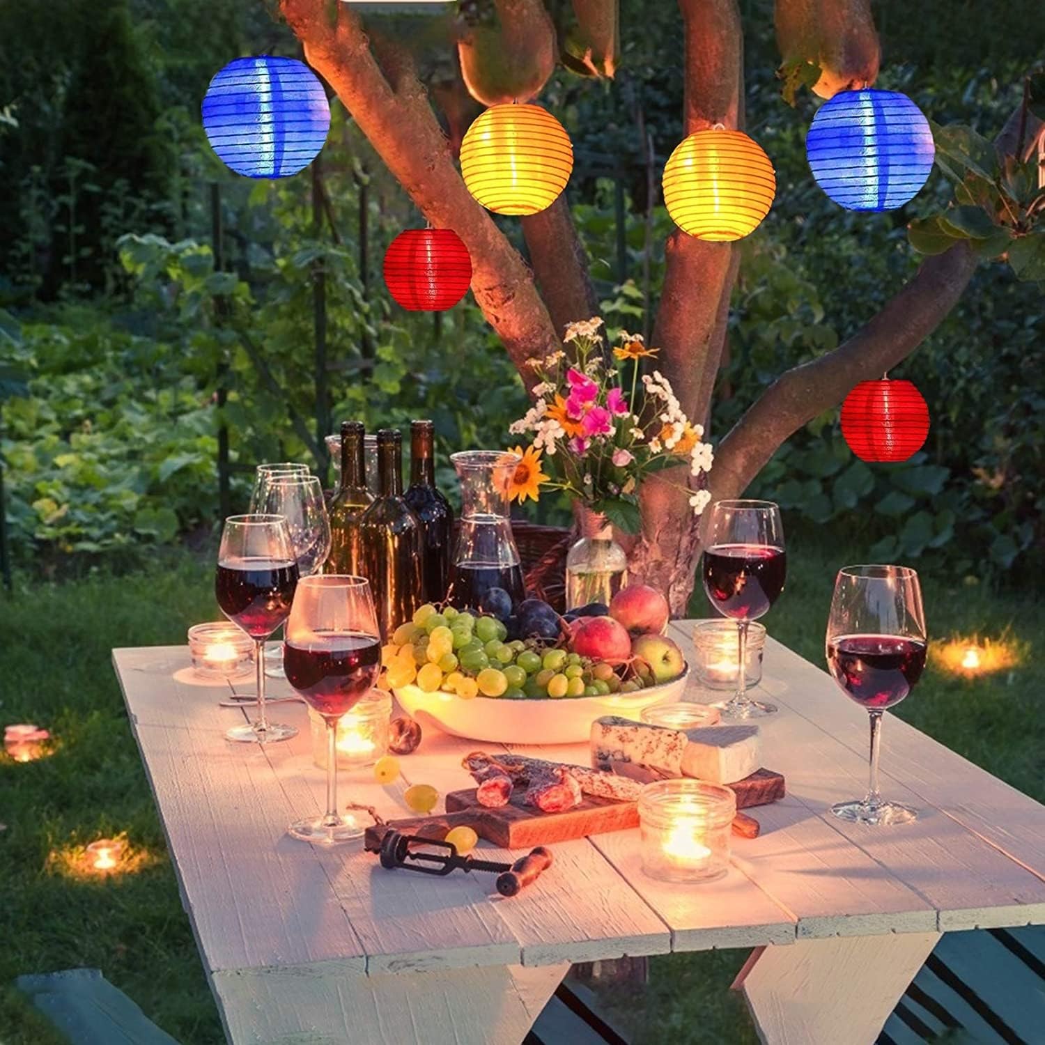 Lampion Zestaw 9 lampionów papierowych chińskie okrągłe kolorowe różne rozmiary abażury z tkaniny nylonowej świąteczne wesele Patio dekoracje wiszące lantern(Groen,35cm)