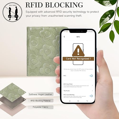 Miniatura 5 de Billetera para Mujeres, Billetera Delgada Pequeña para Mujeres RFID Bifold Billeteras Compactas para Mujeres Billetera de Cuero en Relieve 3D con