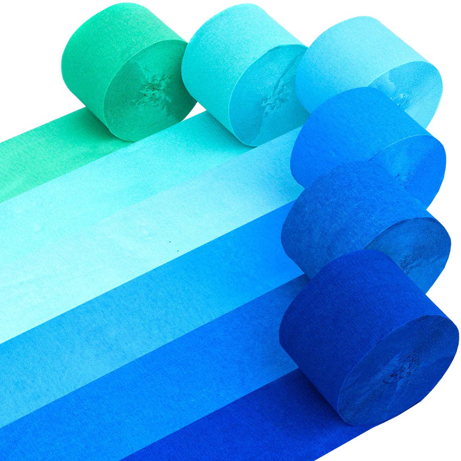 6 Blue Streamers, 492ft Pack of Crepe Paper Bachelorette Party Decorations
