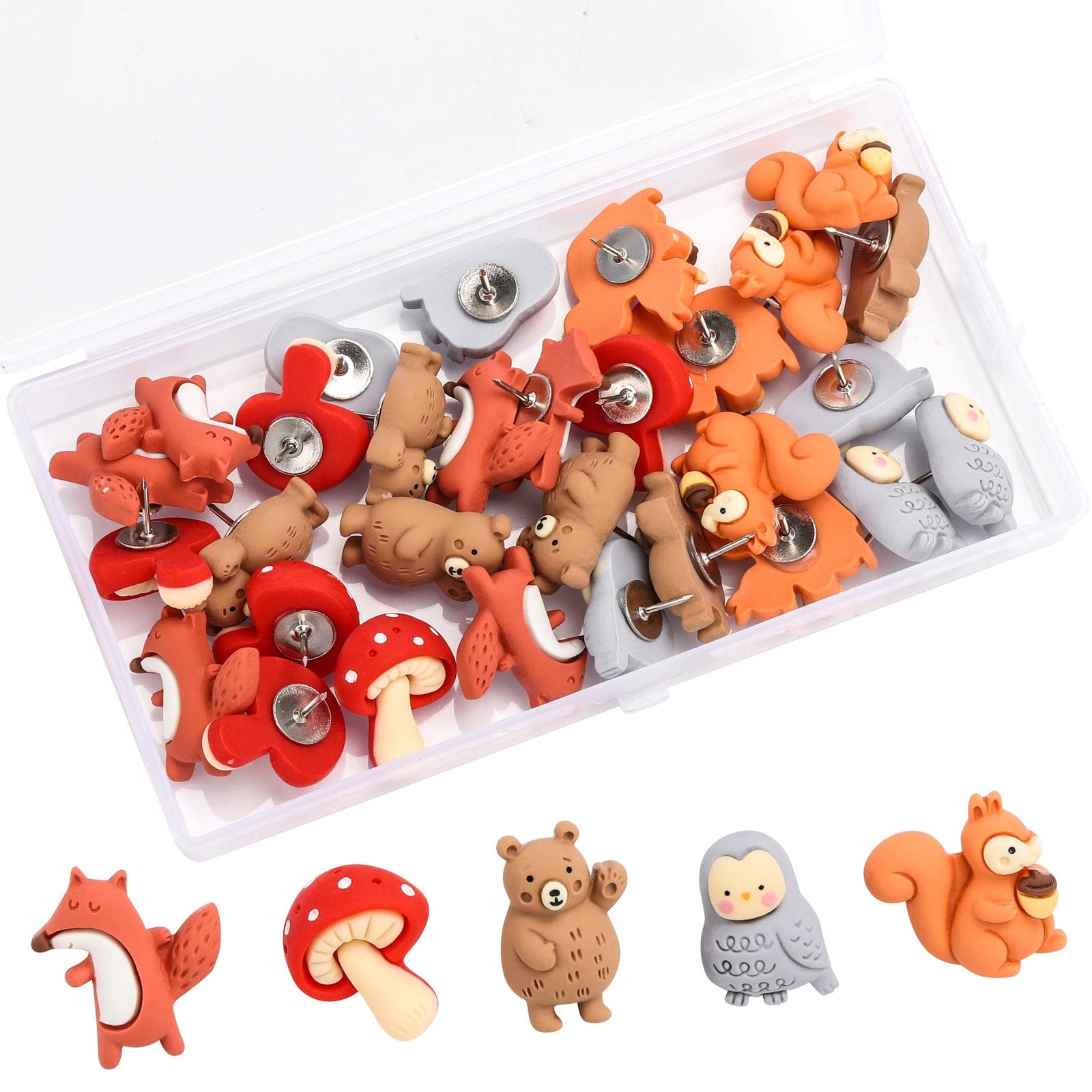 Thumb Tacks 30Pcs Push Pins for Cork Board Bulletin Board(Multiple Animals), 30-animals