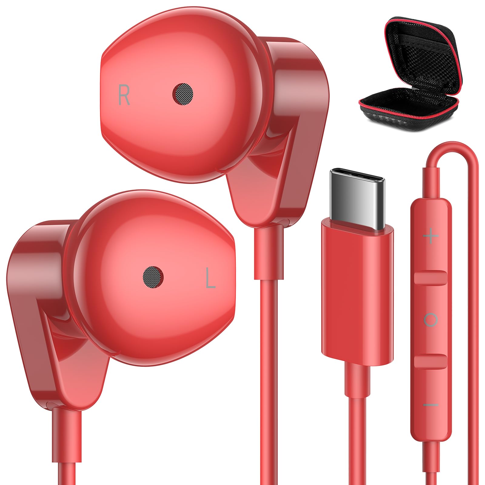 APETOO USB C Headphones for iPad Pro iPhone 17/air/16e/15/16 Pro Max Plus, HiFi Stereo USB-C Wired Earbuds with Microphone Volume Control Type C Earphones for Samsung S25 S24/S23/S22/S21/S20 OnePlus9