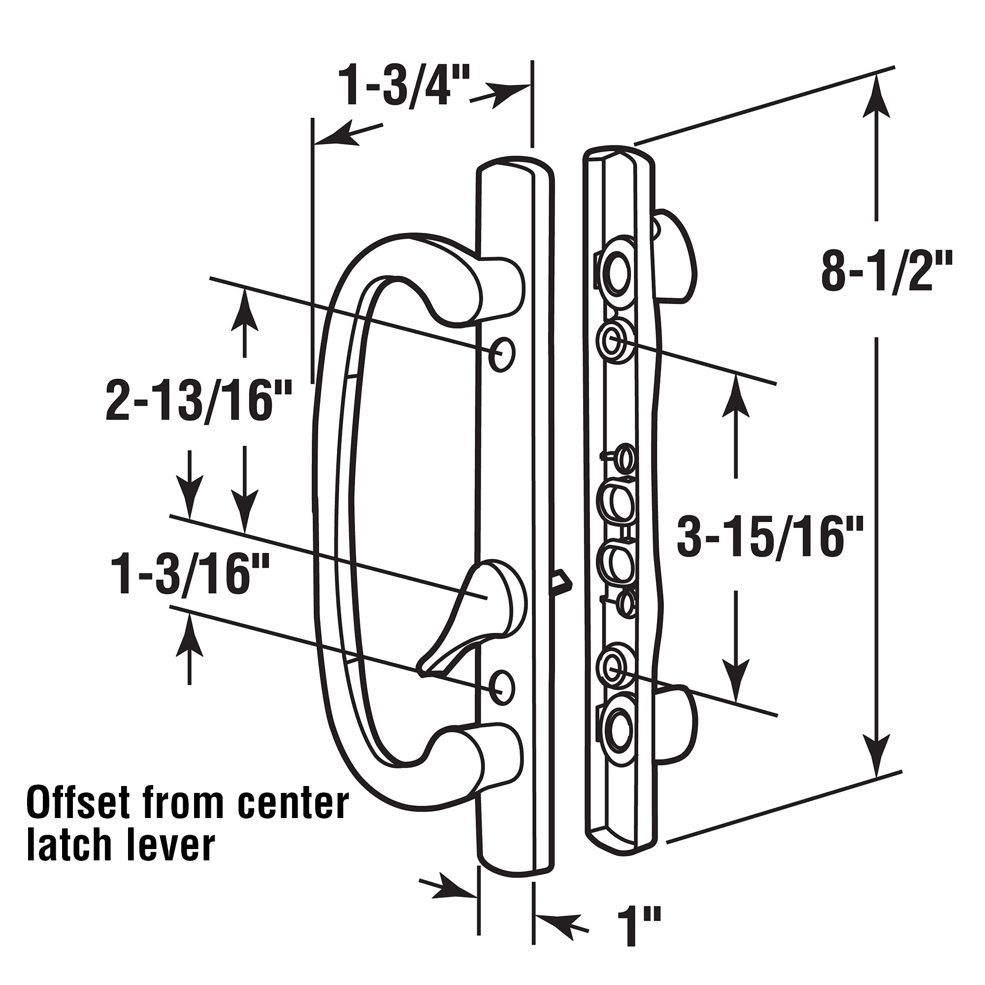 Prime-Line C 1280 Mortise-Style Sliding Door Handle Set - Image 3