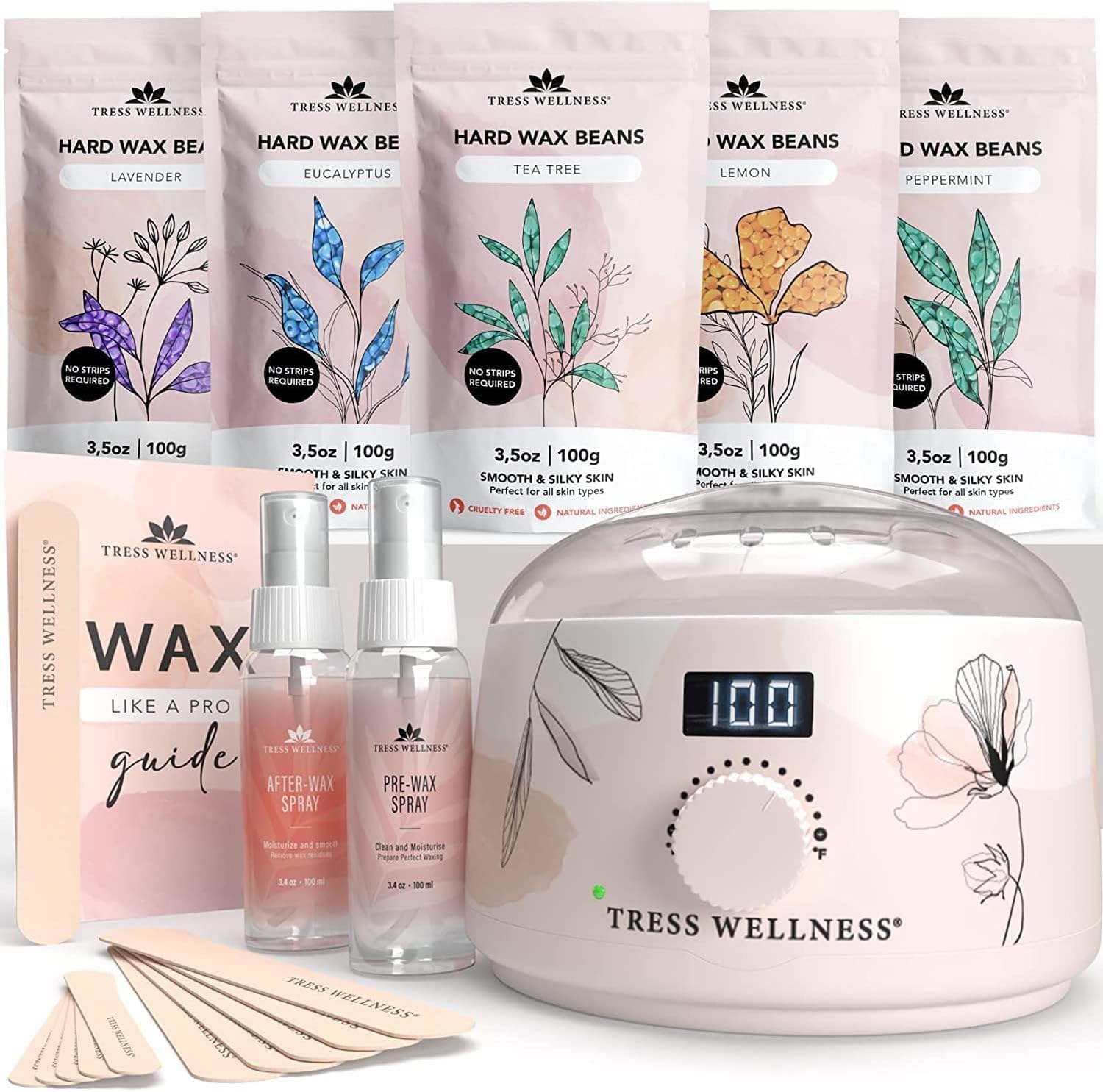 Tress Wellness Waxing Kit Easy to use Digital Display For Sensitive skin, 1.0 count, 14