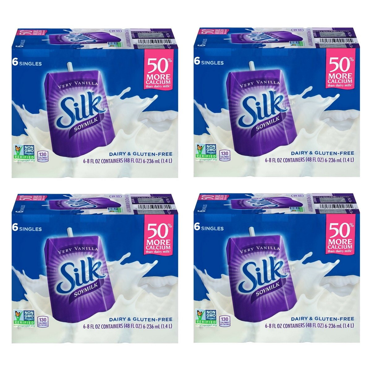 Silk Very Vanilla Soymilk, 8 fl oz 6 Count (Pack of 4