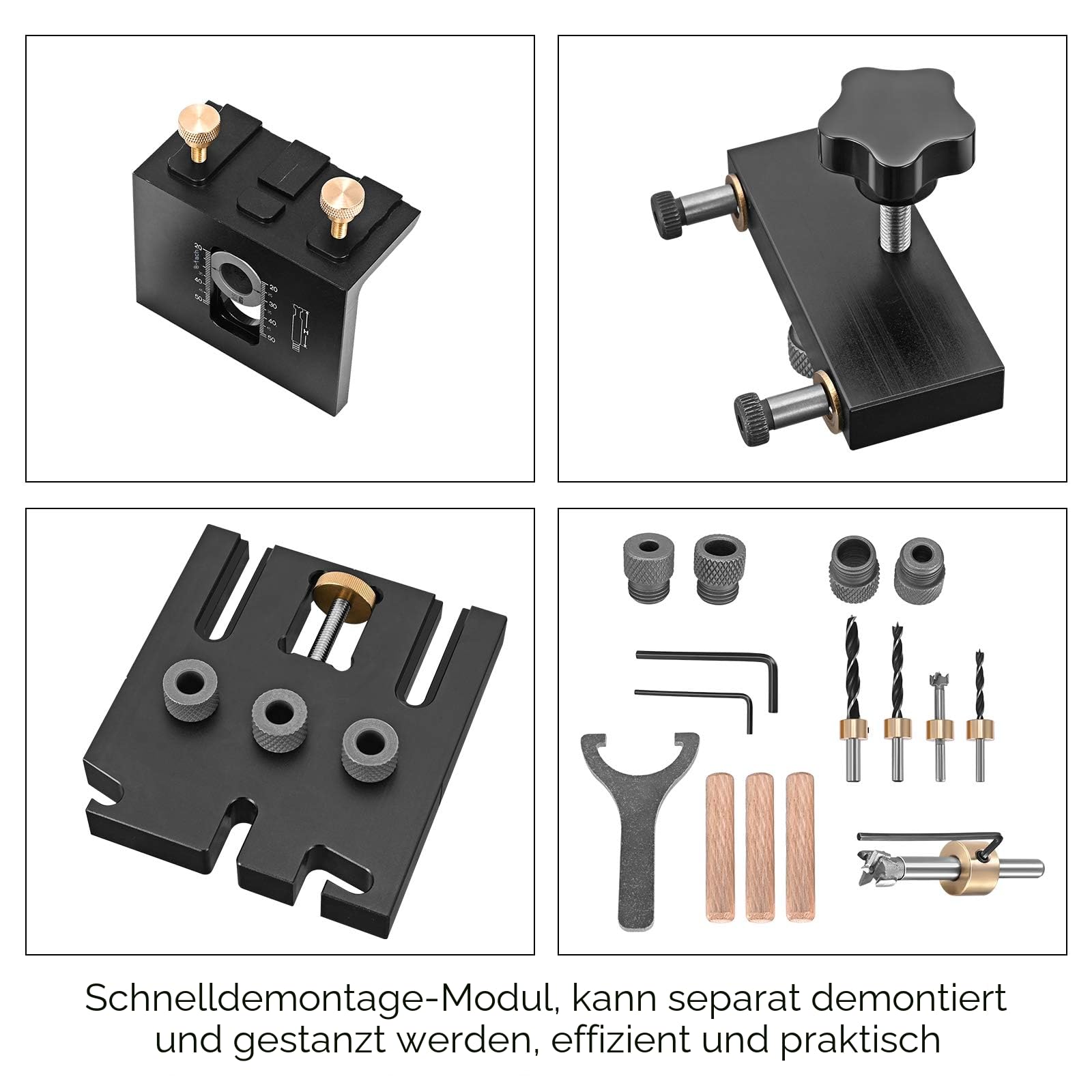 6/8/10mm Bohrschablone Praktische Dübelhilfe Auf Holz zentriert Doweling Dübel Jig Kit Taschenloch Jig Kit für Holzbearbeitung Schreiner Flächenverbindungen und exakt Dübellöcher.