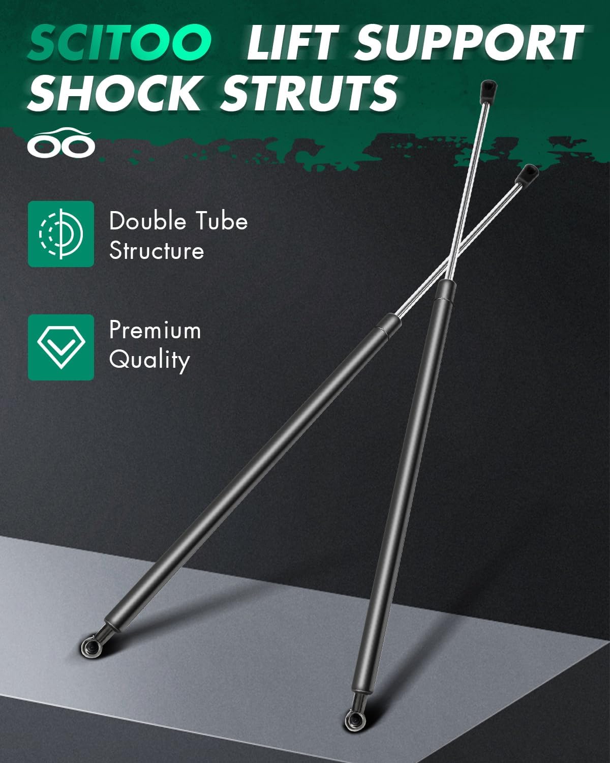 SCITOO PM3479 25.43Inch Lift Supports Fit for Toyota Tundra 2014-2016 Front Left and Right Hood Shock Struts 2pcs