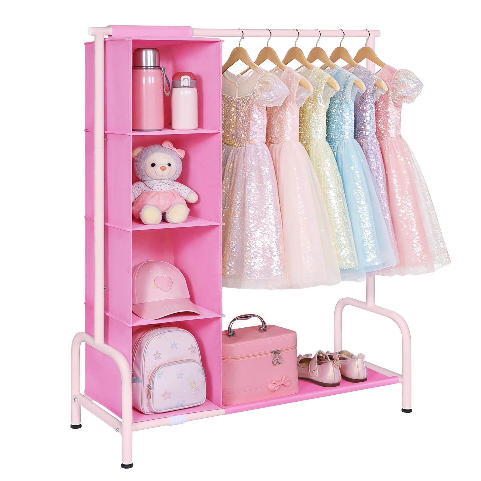 Univivi Kids Clothes Rail, Short Kids Dress Up Rail, Pink & Pink