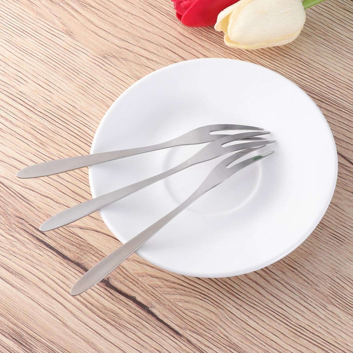 5pcs Fruit Forks Stainless Steel for Appetizers and Fruit, Silver