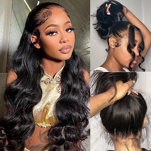 Miniatura 1 de SUPERLOOK Pelucas de cabello humano ondulado 360 con encaje frontal de 360 HD, cabello humano con encaje frontal transparente, densidad del 180%,