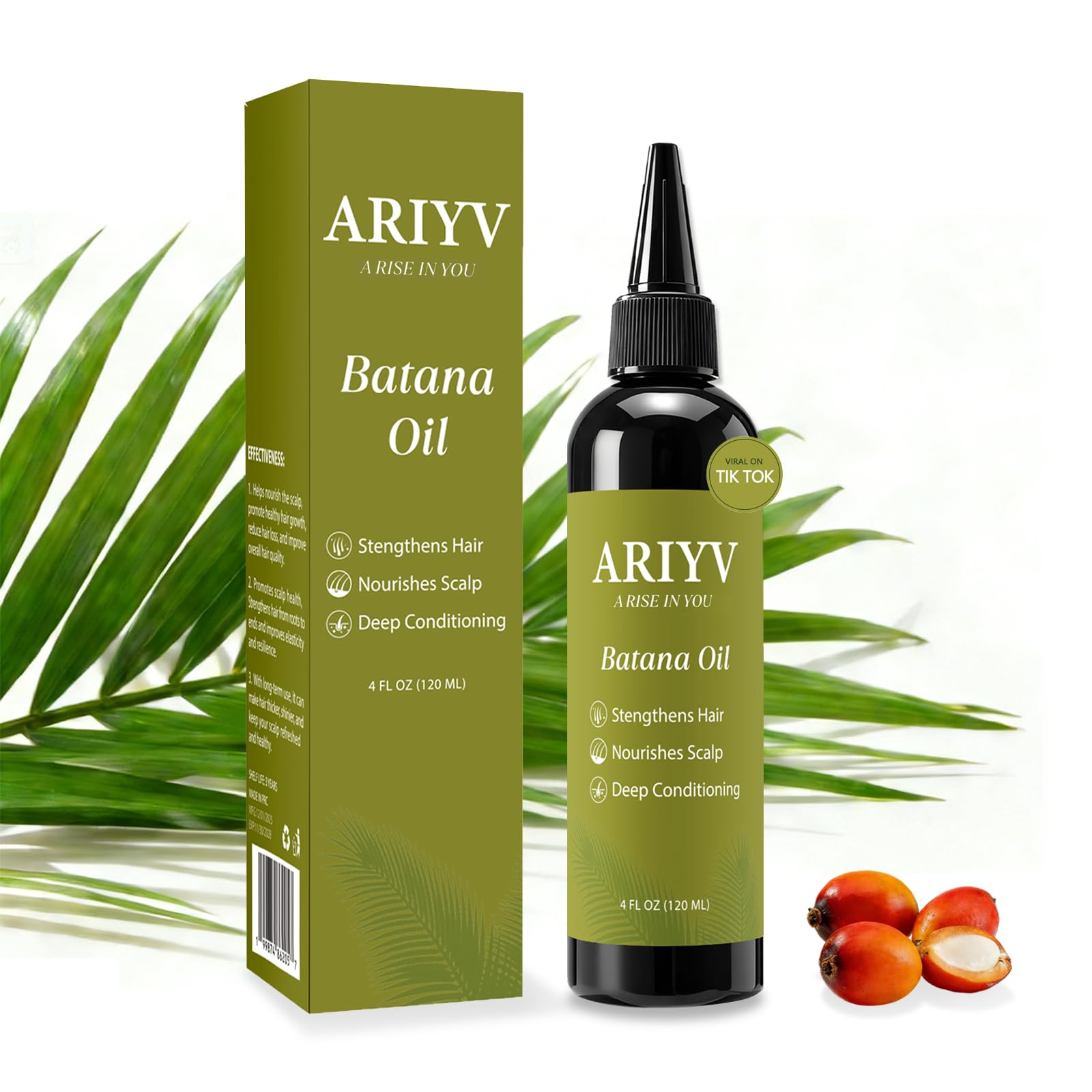 Organic Raw Batana Oil for Hair & Scalp - Pure Unrefined Batana Butter for Hair Volume, Deep Nourishment & Anti-Breakage - Natural Moisture Repair Care for Dry Damaged Hair, 4.06 fl oz