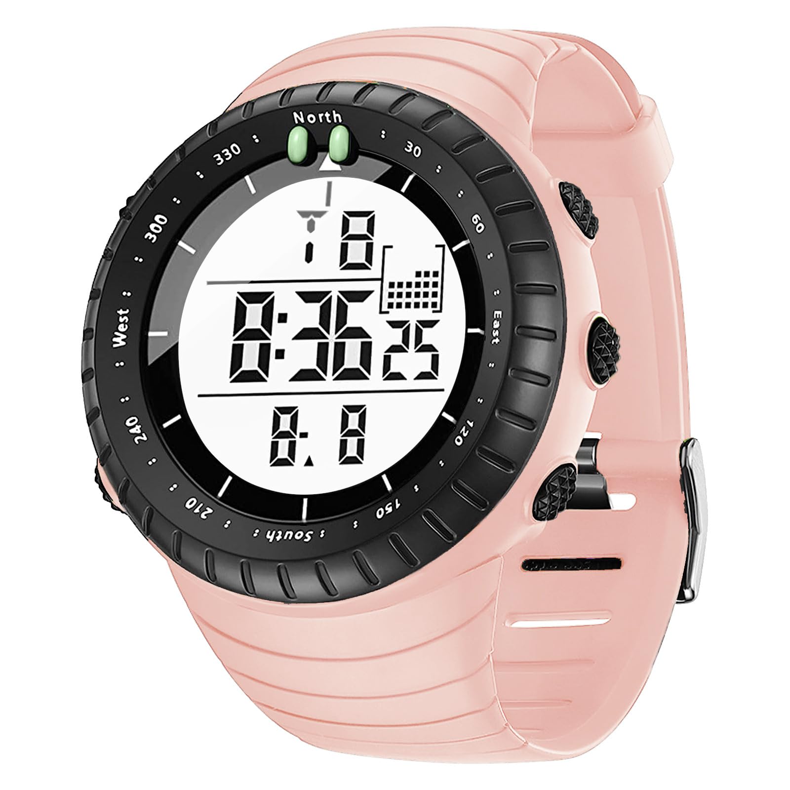 KXAITO Men's Watches Sports Outdoor Waterproof Military Watch Date Multi Function Tactics LED Face Alarm Stopwatch for Men (6256 Light Pink)