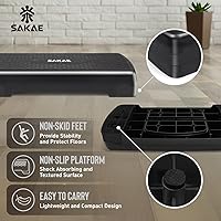 Vista 2 de SAKAE Kit de escalón aeróbico ajustable con mancuernas y pesa rusa y cinturón para levantamiento de pesas y cinta métrica, plataforma de escalón