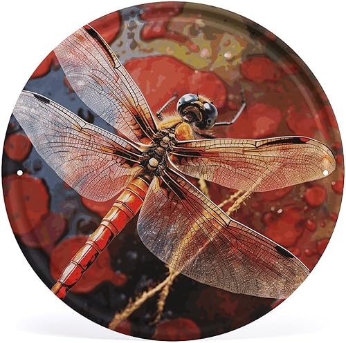 Miniatura 31 de Arte circular de metal para colgar en la pared de hierro, mezcla azul y marrón, letrero de lata industrial vintage con agujeros preperforados, arte