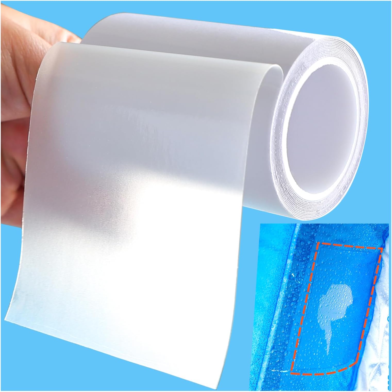 Birllaid Inflatable Patch Repair Kit Waterproof, 7 ft x 3.15 in Roll TPU Pool Repair Tape, Repair Patch for Air Mattress, Bounce House, Tent, Swimming Ring, Heavy Duty