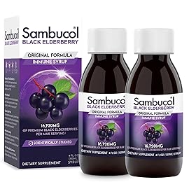 Sambucol Black Elderberry Syrup - Sambucus Elderberry Syrup, Black Elderberry Liquid, Immune Support for Kids and Adults, High Antioxidants, Gluten Free - Original Formula, 4 Fl Oz, 2-Pack