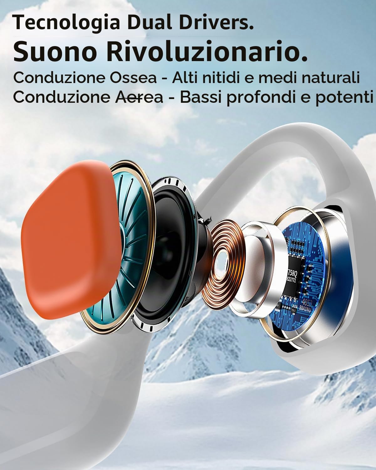 Cuffie a Conduzione Ossea Nuoto, IPX8, Bluetooth 6.0, MP3 8 GB | 12H Anti-Vento Open-Ear Cuffie Nuoto IPX8 Impermeabili, Sportive Auricolari MP3 Integrato, Piscina, Corsa, Ciclismo, Fitness