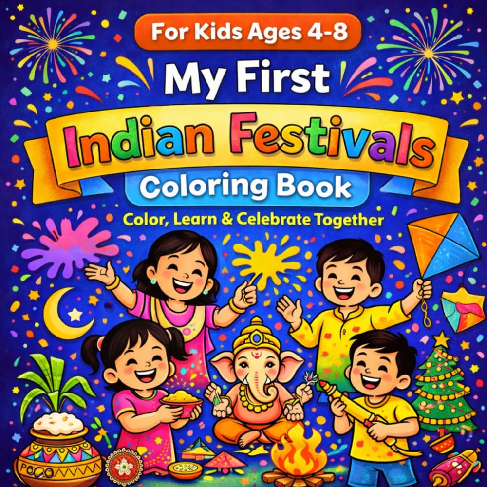 My First Indian Festivals Coloring Book: For Kids Ages 4–8
