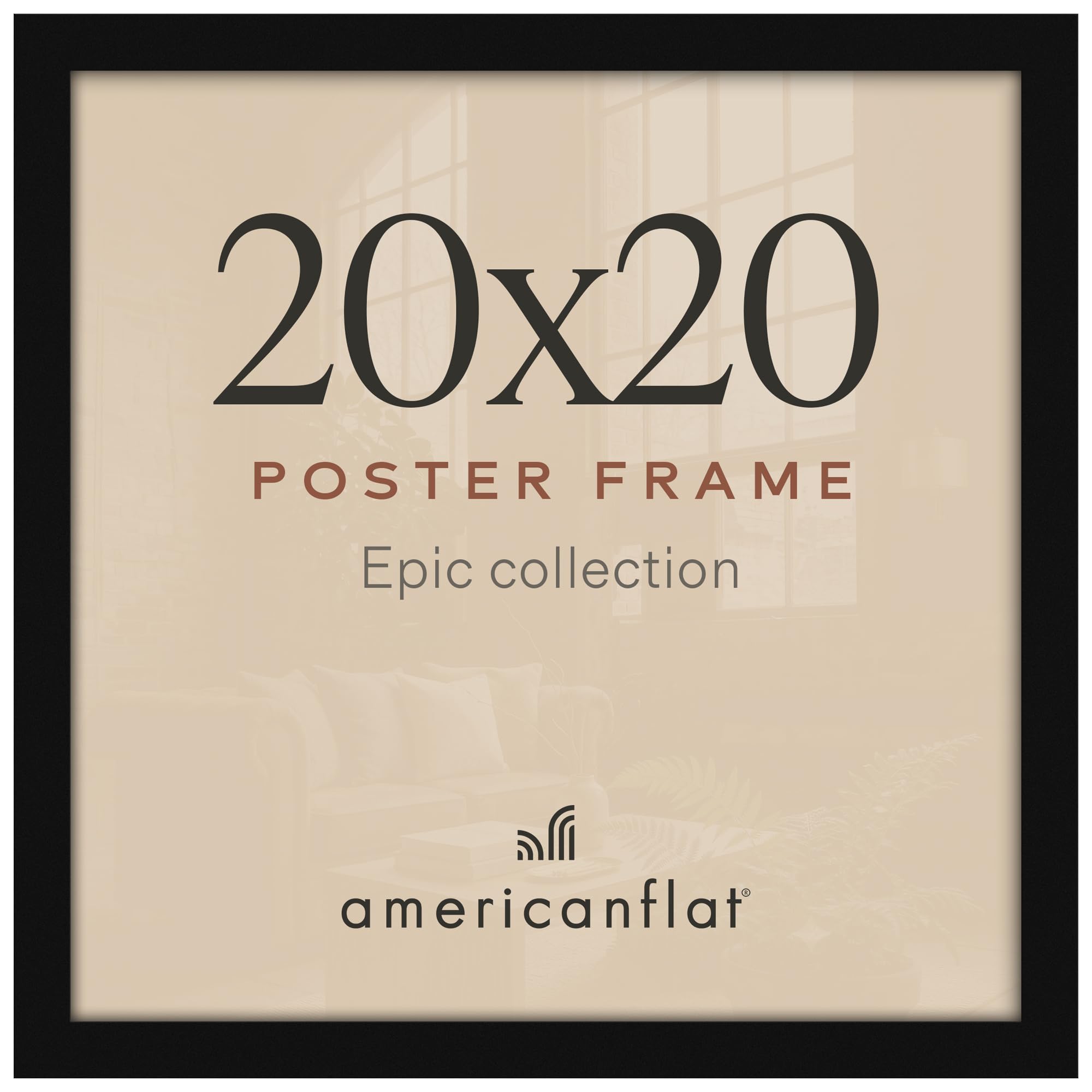 Americanflat 20x20 Poster Frame - Engineered Wood - Black