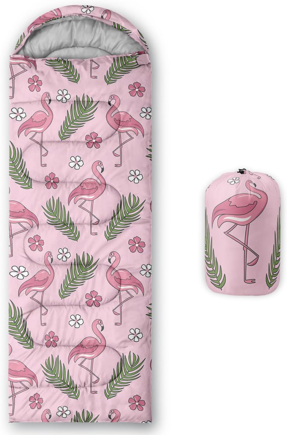 AILONEN Cartoon Rose Cat Sleeping Bags,Lightweight & Waterproof,3 Season Warm & Cool Weather,Galaxy Starry Night Rose Kitten Backpacking Gear for Kids,Girls Travelling,Outdoors
